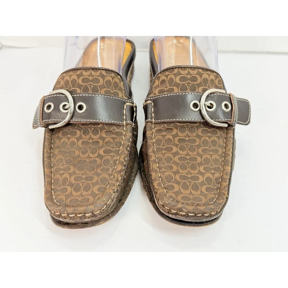 Coach Erika P328 Signature Canvas Mule Loafers Brown Women's 7.5B‎ Italy